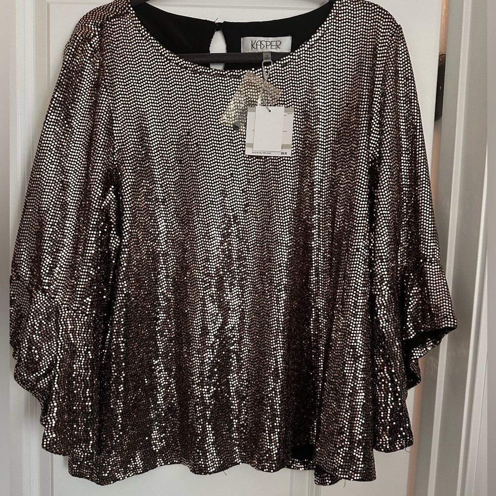Kasper Women's Shimmering Sequin Blouse - Silver